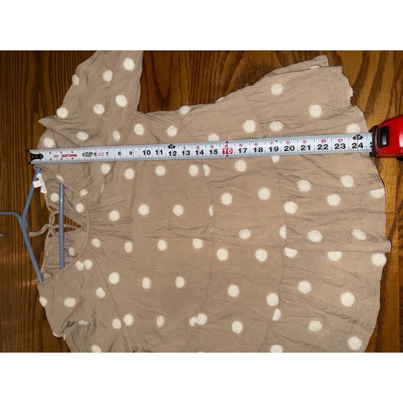 Blu Pepper Tan Polka Dot Long Sleeve Tiered Ruffle Peasant Blouse Top M - Picture 7 of 8